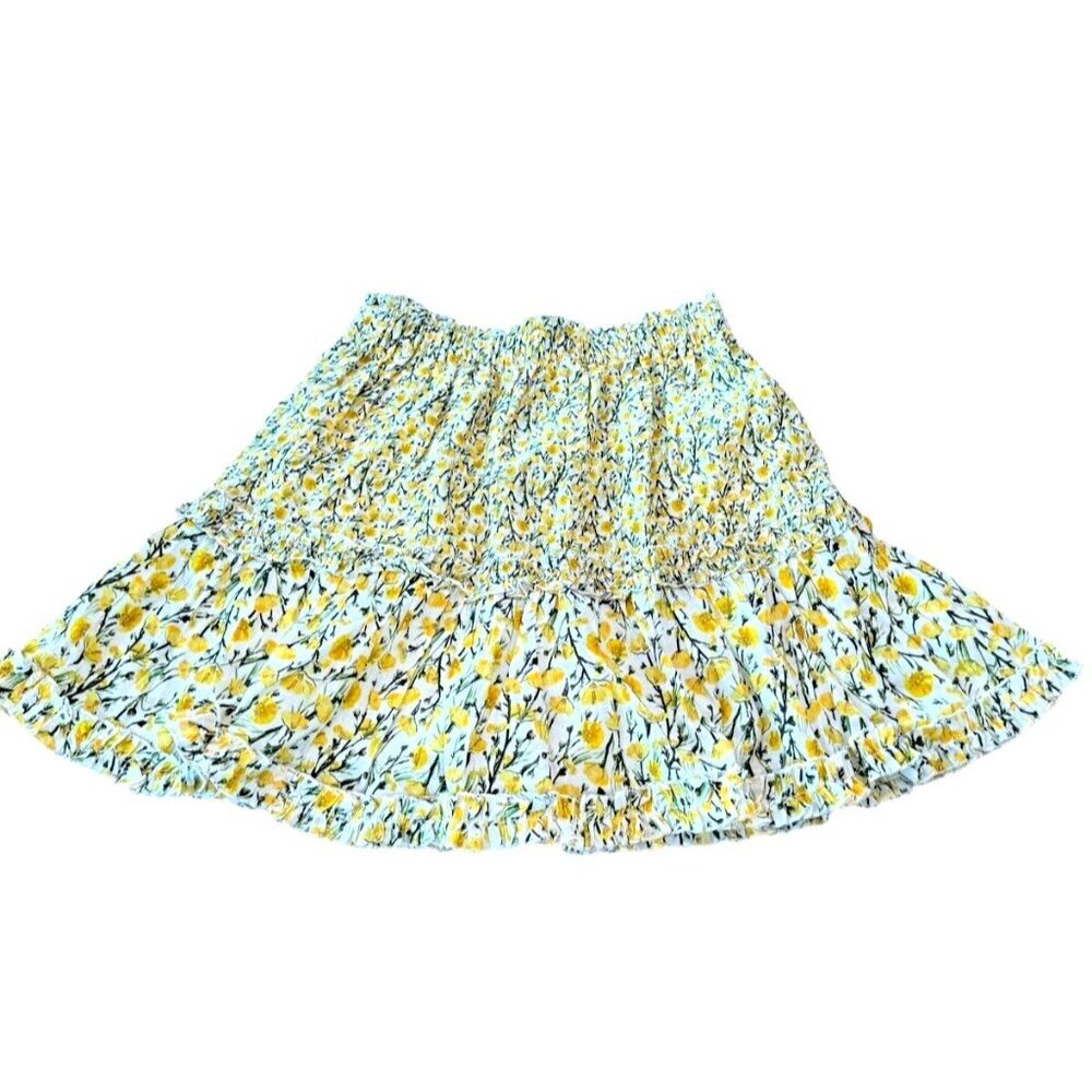 Fred yellow floral lined skirt medium Pull One Elastic Waist Spring Short